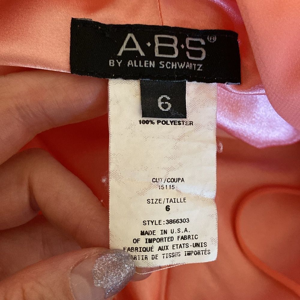 Vintage Peach / Light Orange ABS by Allen Schwartz Jellyfish Hem Dress Size 6 - Picture 9 of 13